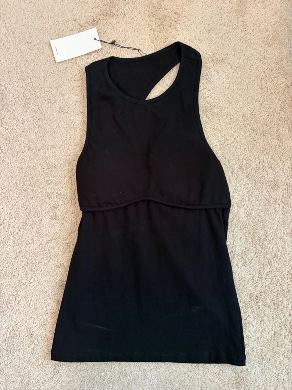 108 Sportif NWT Black Tank Top Removable Pads Women's Size Medium